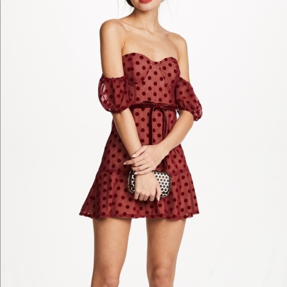 For Love and Lemons Dotty Strapless Dress (red) - Picture 3 of 6